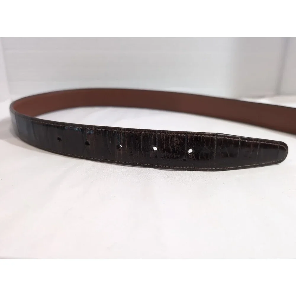 BRIGHTON BELT DARK BROWN LEATHER CROC EMBOSSED SIZE 40 MADE IN USA VINTAGE